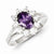 Sterling Silver Purple Oval CZ Cluster Ring