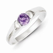 Sterling Silver Purple Round CZ Ring