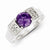 Sterling Silver Purple Round with Pave Sides CZ Ring