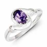 Sterling Silver Purple Oval CZ Ring