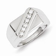 Sterling Silver w/Rhodium Plated Fancy CZ Ring