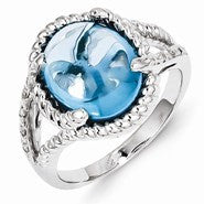 Sterling Silver Blue Topaz and Diamond Ring