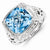 Sterling Silver Blue Topaz and Diamond Ring