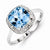 Sterling Silver w/Rhodium Plated Diamond & Light Swiss Blue Topaz Ring