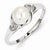 Sterling Silver w/Rhodium Plated Diamond and FW Cultured Pearl Ring