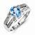 Sterling Silver w/Rhodium Plated Diamond & Light Swiss Blue Topaz Ring