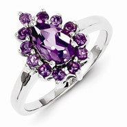 Sterling Silver w/Rhodium Plated Amethyst Ring