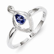 Sterling Silver w/Rhodium Plated Diamond and Tanzanite Ring