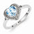 Sterling Silver w/Rhodium Plated Diamond & Light Swiss Blue Topaz Heart Ring