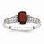 Sterling Silver w/Rhodium Plated Diamond and Garnet Cushion Ring