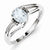 Sterling Silver w/Rhodium Plated Diamond and Aquamarine Oval Ring