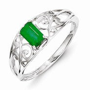 Sterling Silver w/Rhodium Plated Emerald Ring