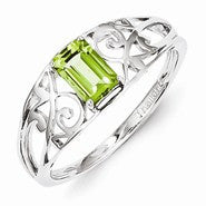 Sterling Silver w/Rhodium Plated Peridot Ring