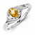 Sterling Silver w/Rhodium Plated Diamond & Citrine Ring