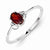 Sterling Silver w/Rhodium Plated Diamond and Garnet Oval Ring