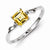 Sterling Silver w/Rhodium Plated Diamond & Citrine Square Ring