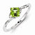 Sterling Silver w/Rhodium Plated Diamond & Peridot Square Ring