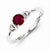 Sterling Silver w/Rhodium Plated Diamond and Ruby Round Ring