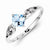 Sterling Silver w/Rhodium Plated Diamond and Sky Blue Topaz Cushion Ring