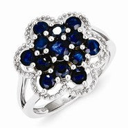 Sterling Silver Sapphire Flower Ring