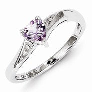 Sterling Silver Pink Amethyst & Diamond Ring