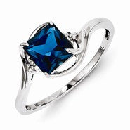 Sterling Silver w/Rhodium Plated Diamond & London Blue Topaz Ring