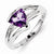 Sterling Silver w/Rhodium Plated Diamond and Amethyst Trillion Ring