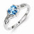 Sterling Silver w/Rhodium Plated Diamond Light Swiss Blue Topaz Heart Ring