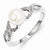 Sterling Silver w/Rhodium Plated Diamond and FW Cultured Pearl Ring