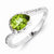 Sterling Silver w/Rhodium Plated Diamond and Peridot Oval Ring