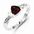 Sterling Silver w/Rhodium Plated Diamond and Garnet Heart Ring