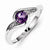 Sterling Silver w/Rhodium Plated Diamond and Amethyst Round Ring