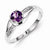 Sterling Silver w/Rhodium Plated Diamond and Amethyst Round Ring