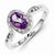 Sterling Silver w/Rhodium Plated Diamond and Amethyst Oval Ring