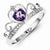 Sterling Silver w/Rhodium Plated Diamond & Amethyst Teardrop Ring