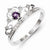 Sterling Silver w/Rhodium Plated Diamond and Amethyst Ring