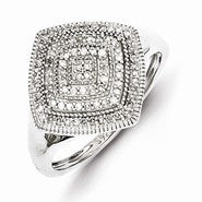 Sterling Silver w/Rhodium Plated Diamond Square Ring