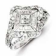 Sterling Silver w/Rhodium Plated Diamond Ring