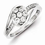 Traditional Sterling Silver Prong Set Diamond Ring