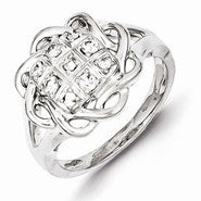 Sterling Silver w/Rhodium Plated & Diamond Ring