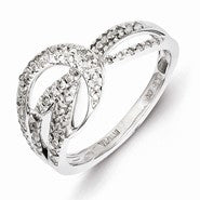 Sterling Silver w/Rhodium Plated Diamond Ring