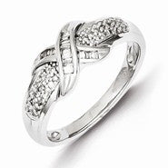 Sterling Silver Textured Diamond Ring