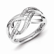 Sterling Silver w/Rhodium Plated Diamond Ring