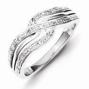 Sterling Silver w/Rhodium Plated Diamond Ring