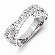 Sterling Silver w/Rhodium Plated Diamond Ring