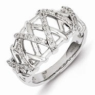 Sterling Silver w/Rhodium Plated Diamond Lattice Ring