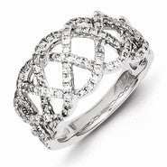 Sterling Silver w/Rhodium Plated Diamond Ring