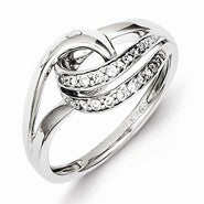 Sterling Silver w/Rhodium Plated Diamond Ring