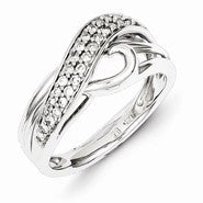 Sterling Silver w/Rhodium Plated Diamond Ring