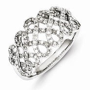 Sterling Silver Twist Design Diamond Ring